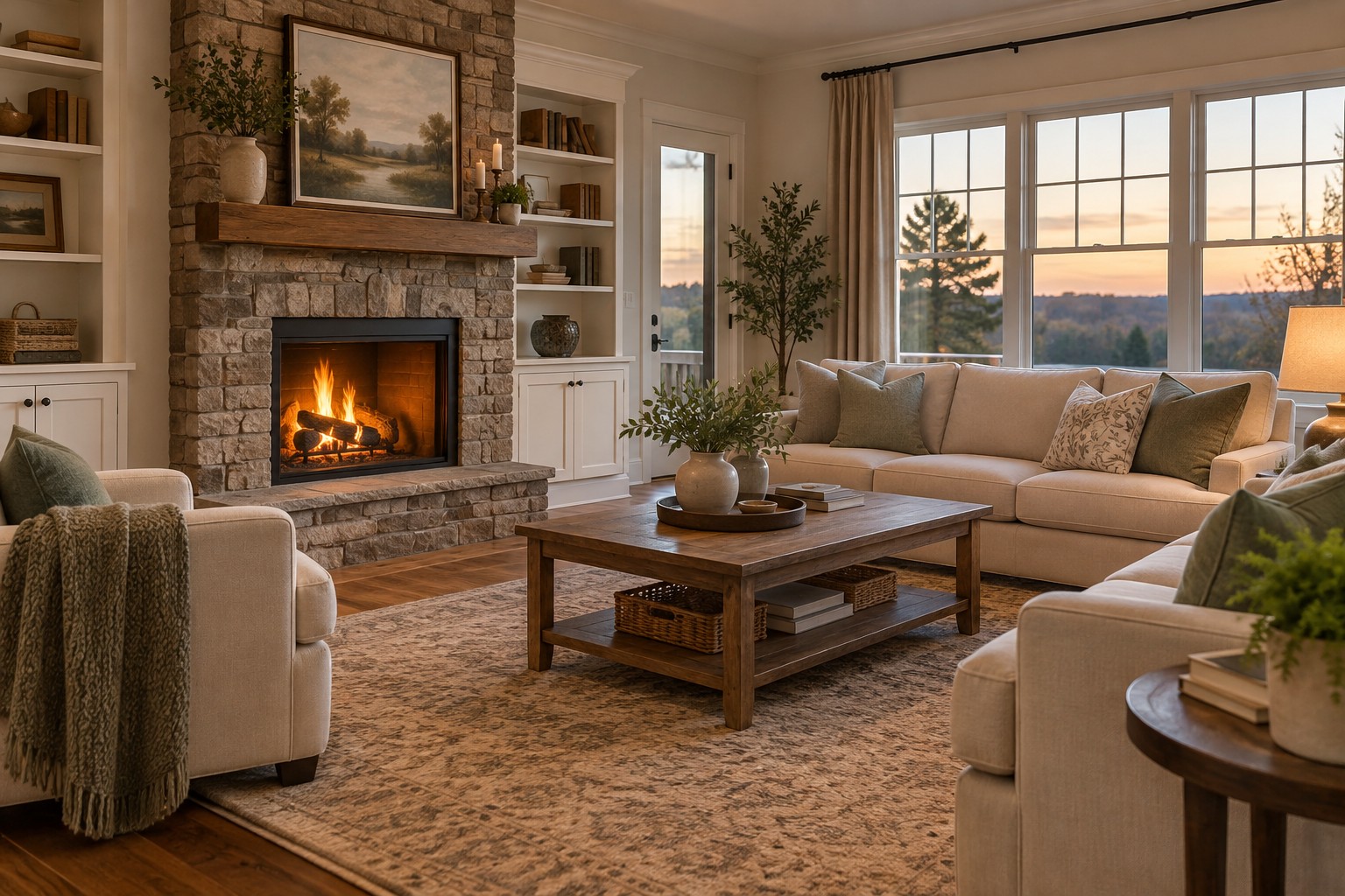 A cozy Atlanta area living room, illustrative